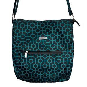 Baggallini Grey Teal Star Crossbody Travel Bag BLEMISH